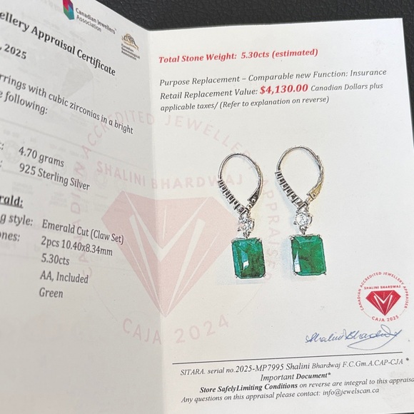 Natural Emerald Drop Earrings - Picture 6 of 13